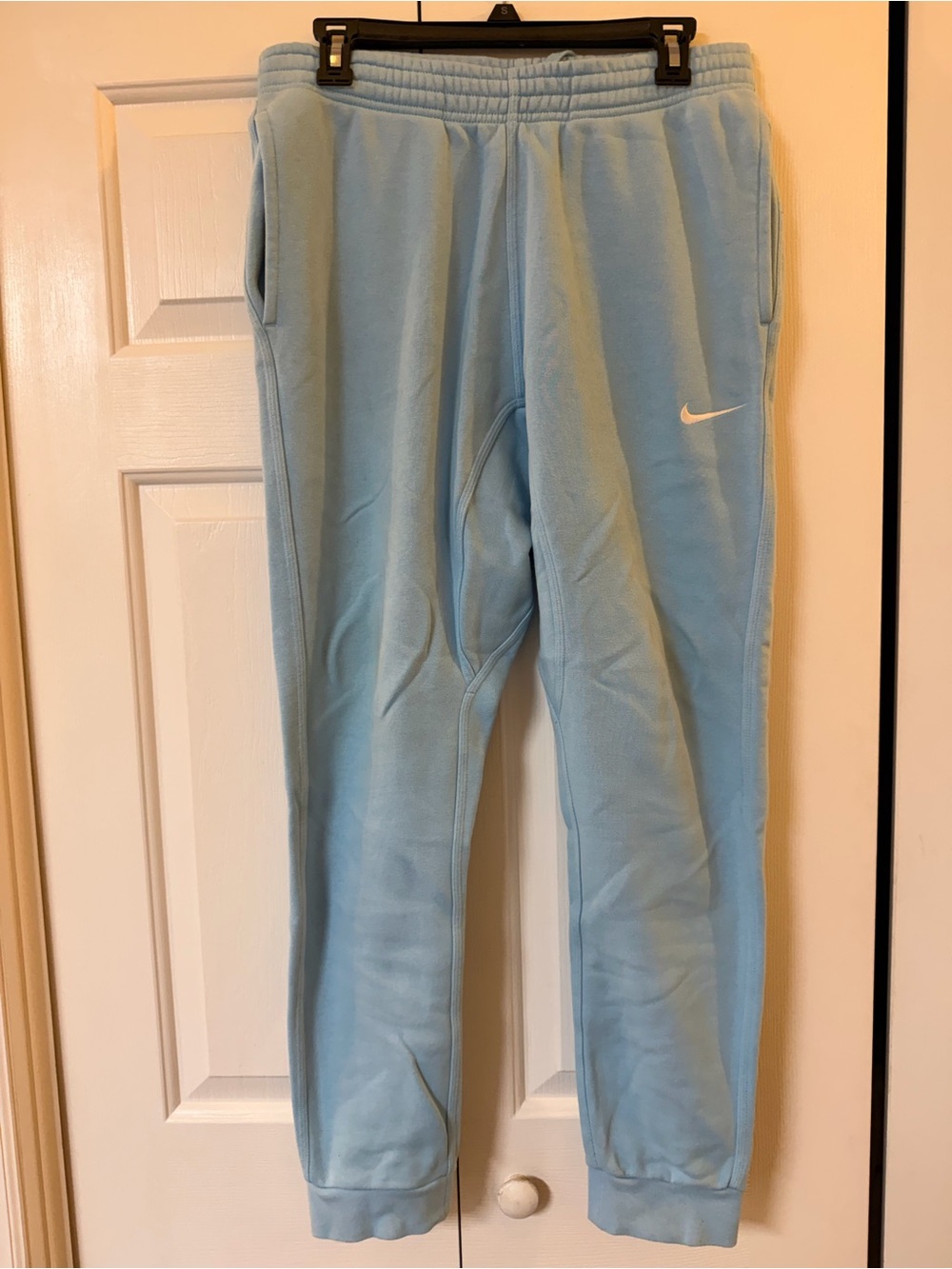 Nike Kids Light Blue Fleece Joggers with White Swoosh